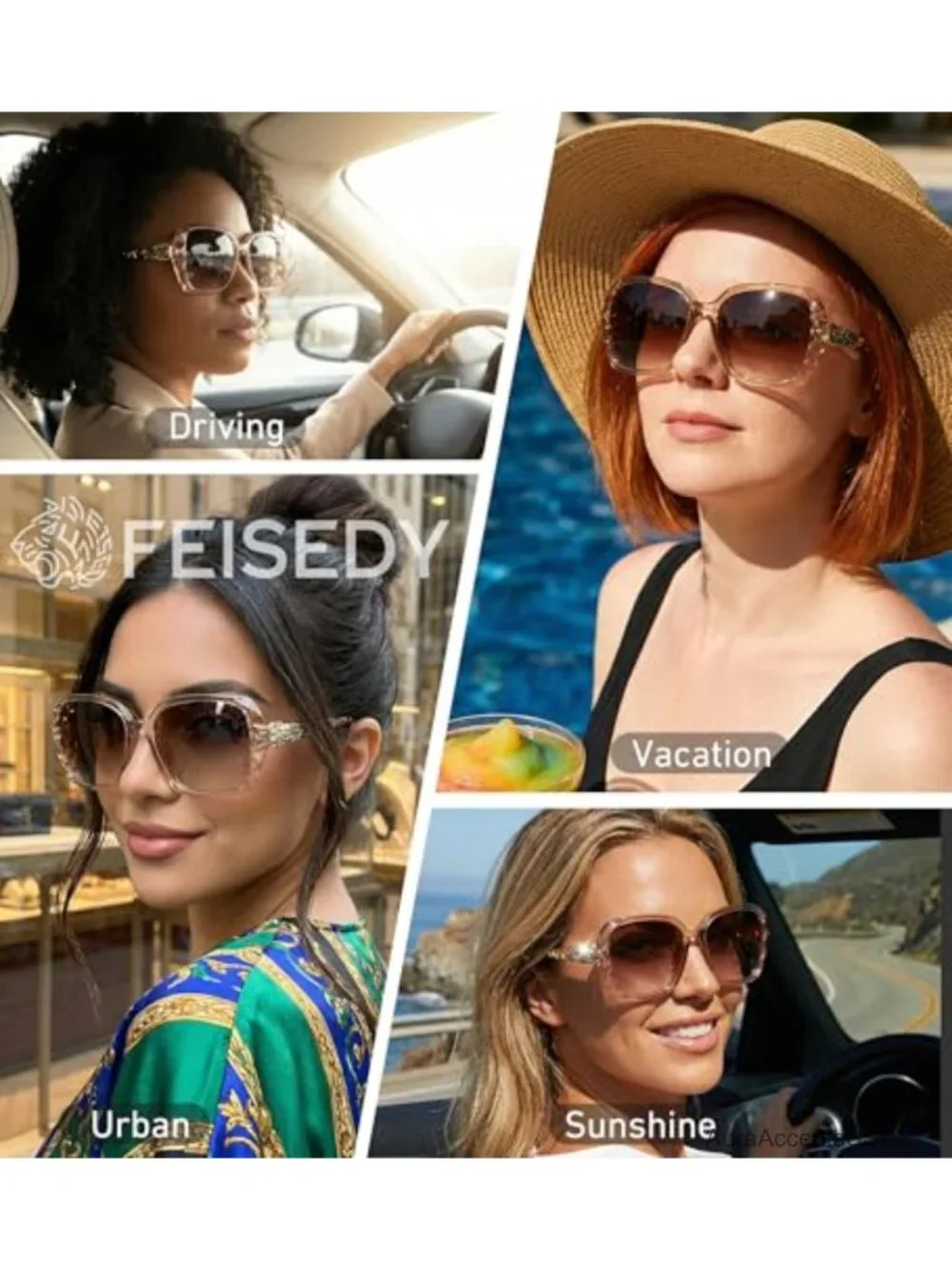Oversized Square Polarized Sunglasses Sparkling Crystal Rhinestone Frame UV